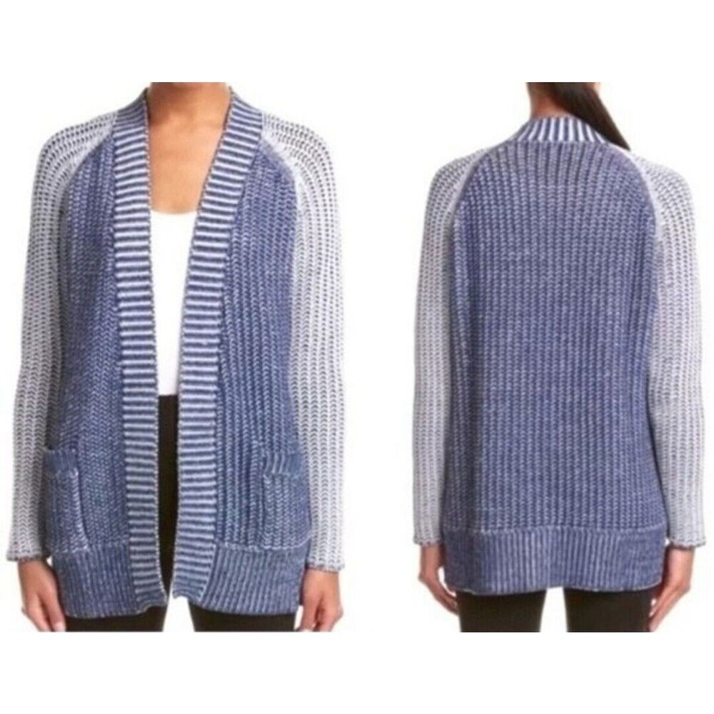 Derek Lam x Athleta Cardigan Sweater Womens XS Open Longline Blue White Academia